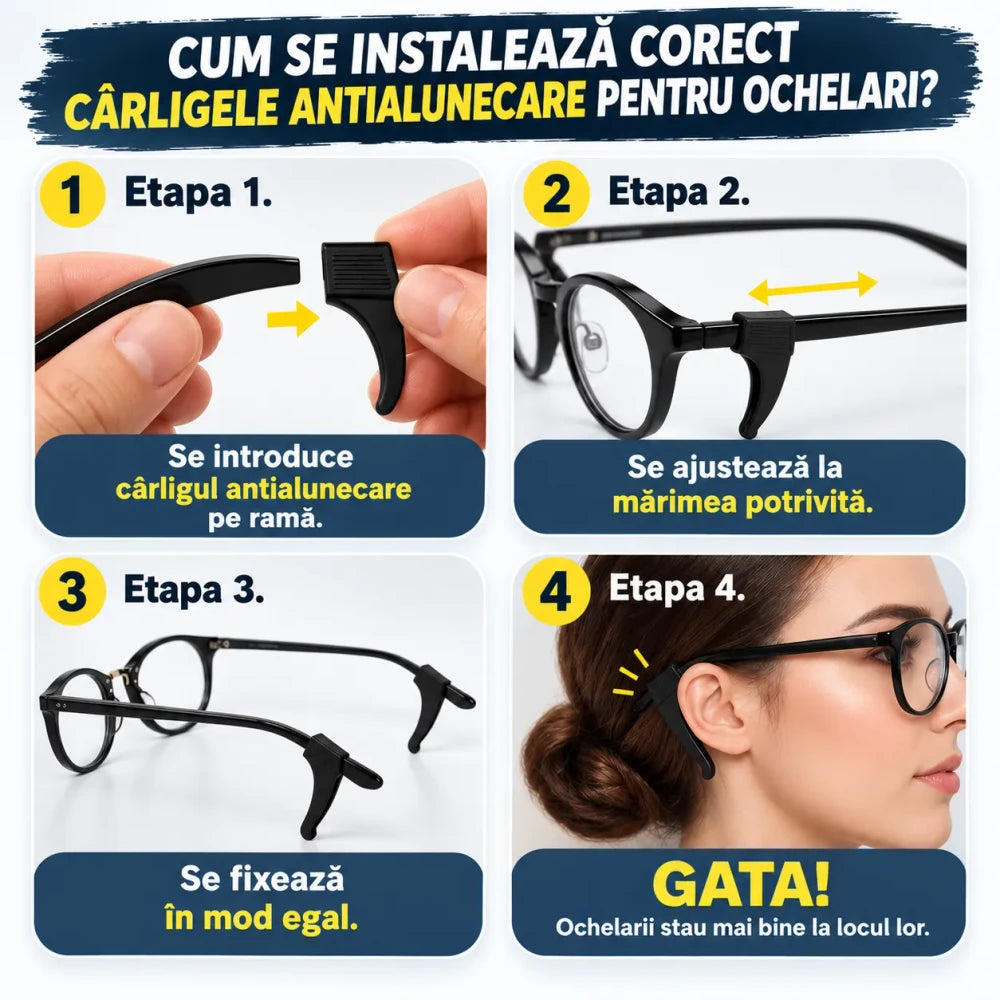 Cârlige antialunecare pentru ochelari - 5 Seturi