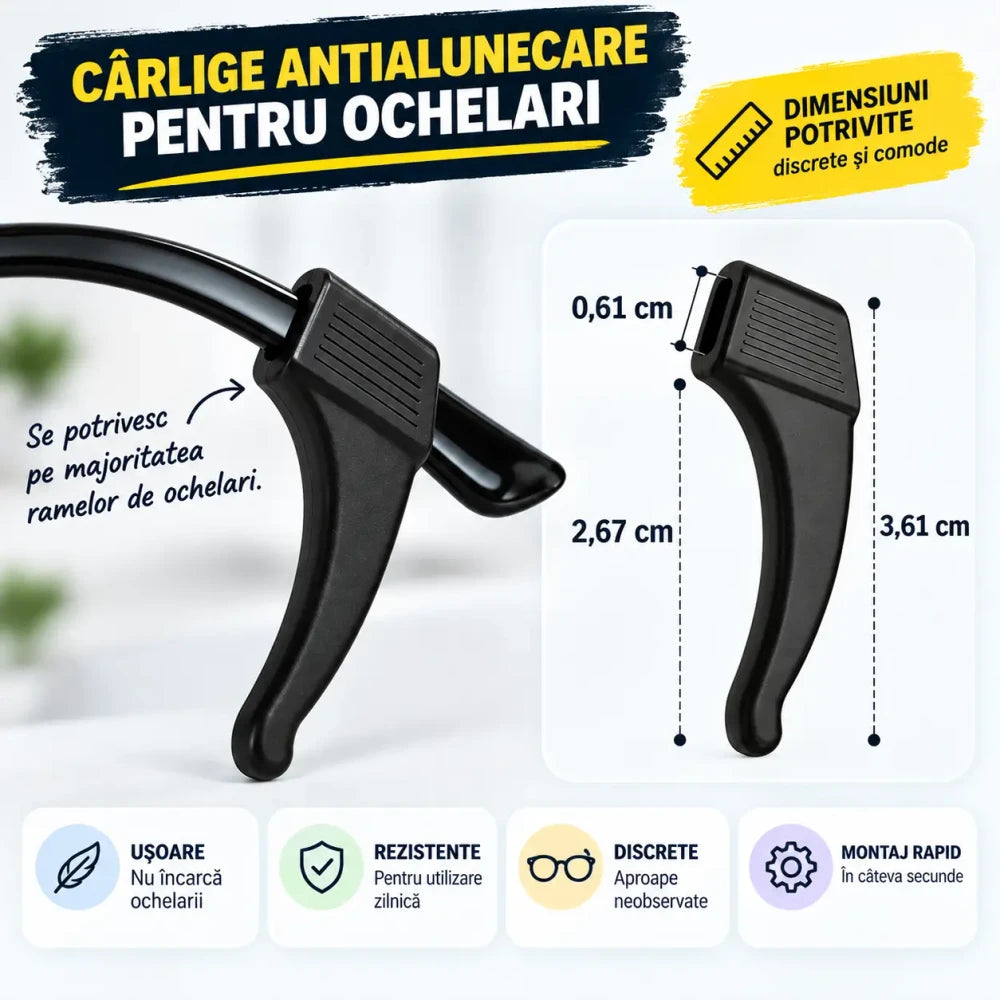 Cârlige antialunecare pentru ochelari - 5 Seturi